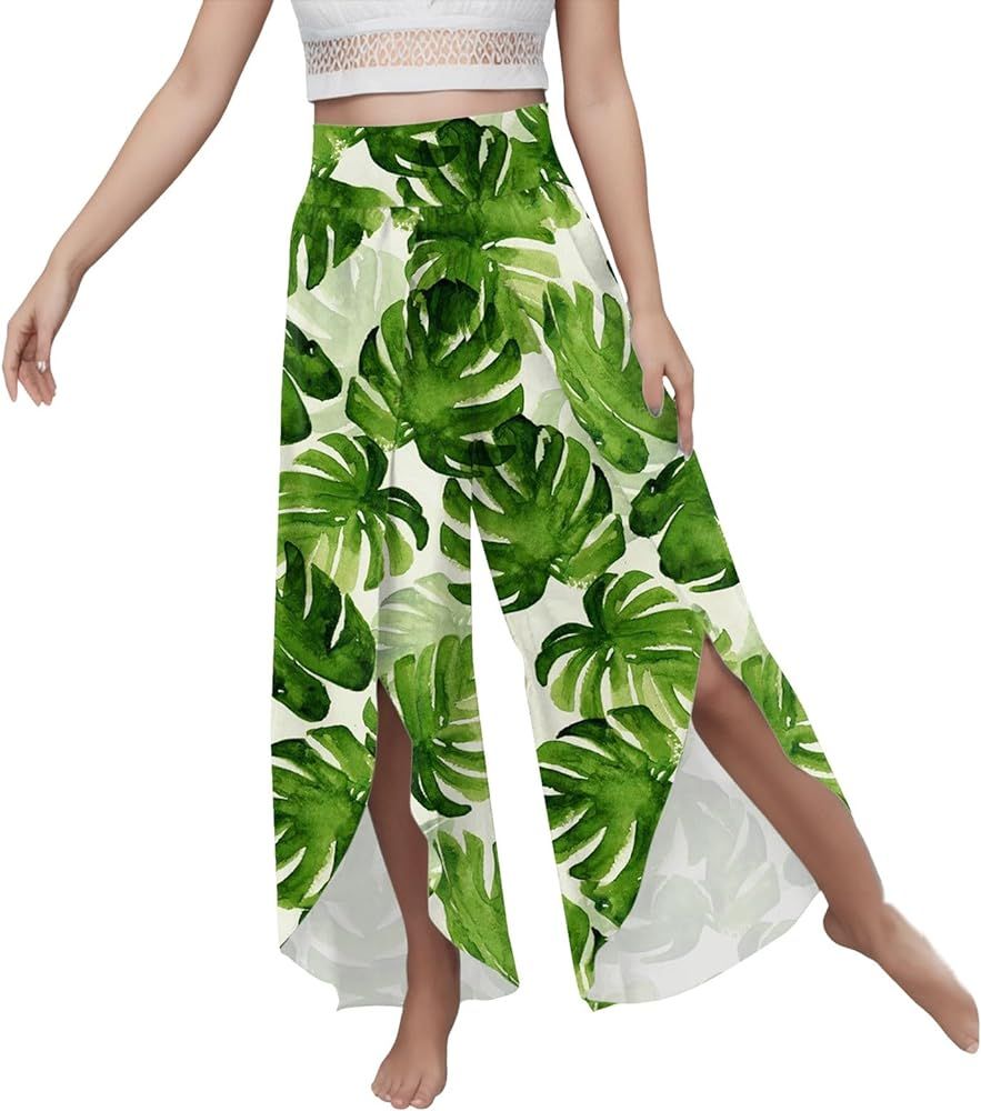 Elastic Waisted Striped Print Pants Boho Women's Wide Leg Tapered Pants High Elastic Waisted Loun... | Amazon (US)