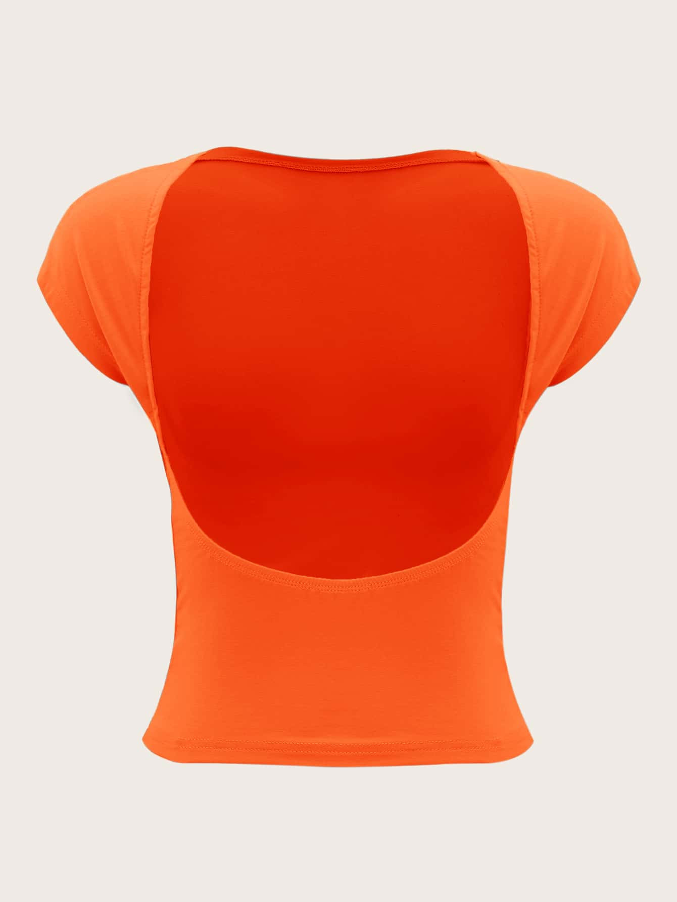 SHEIN EZwear Neon Orange Backless Batwing Sleeve Tee | SHEIN