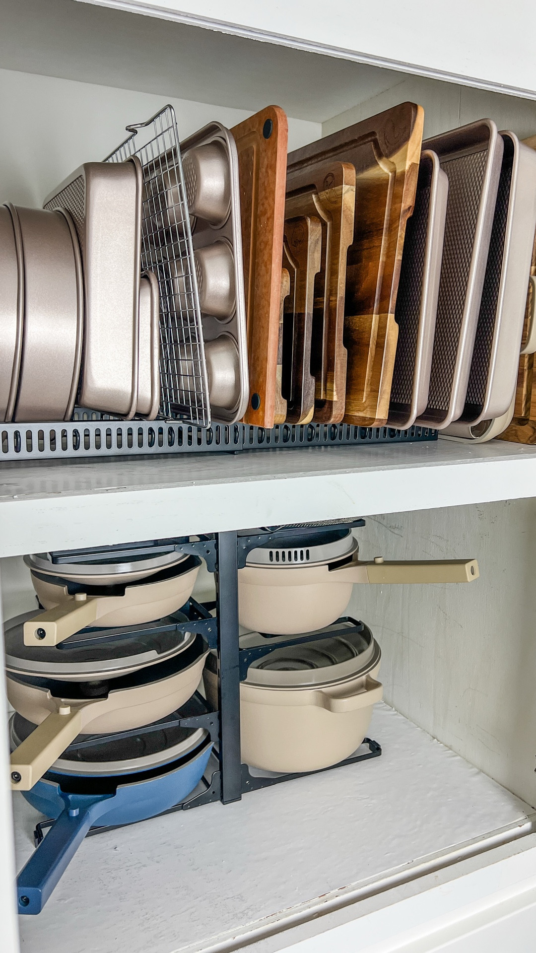 Day 1 of reorganizing my kitchen: pots and pans

This stacker saves me so much frustration with my Our Place pots and skillets, and the dividers for baking pans have been super helpful so far.