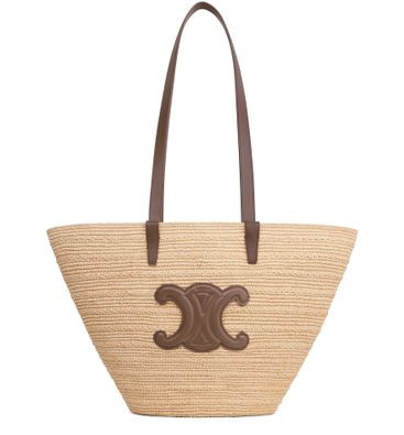 Medium supple panier in raffia and calfskin - CELINE | 24S US