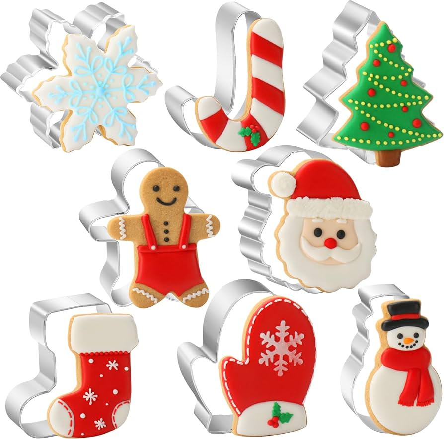 KRY 8PCS Large Christmas Cookie Cutters Set, Holiday Cookie Cutters Shape Gingerbread Men, Christ... | Amazon (US)