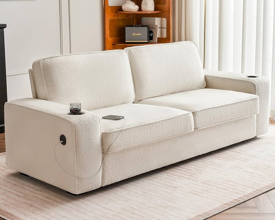 AMERLIFE Comfy Couch, 89 inch Deep Seat Sofa with USB Charging Ports & Dual Cup Holder, Modern So... | Amazon (US)