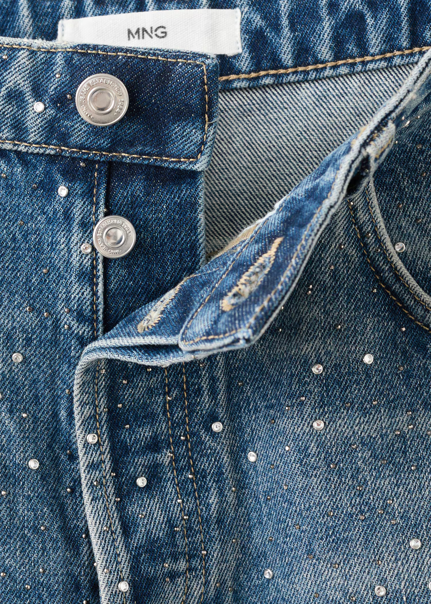 Wide-leg jeans with rhinestones - Women | MANGO USA | Mango (US/MX/AU)