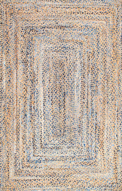 Blue Hand Braided Twined Jute And Denim Area Rug | Rugs USA