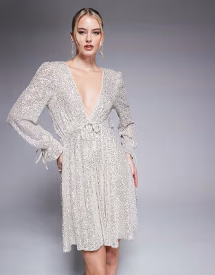 Jaded Rose Tall sequin mini dress in silver | ASOS (Global)