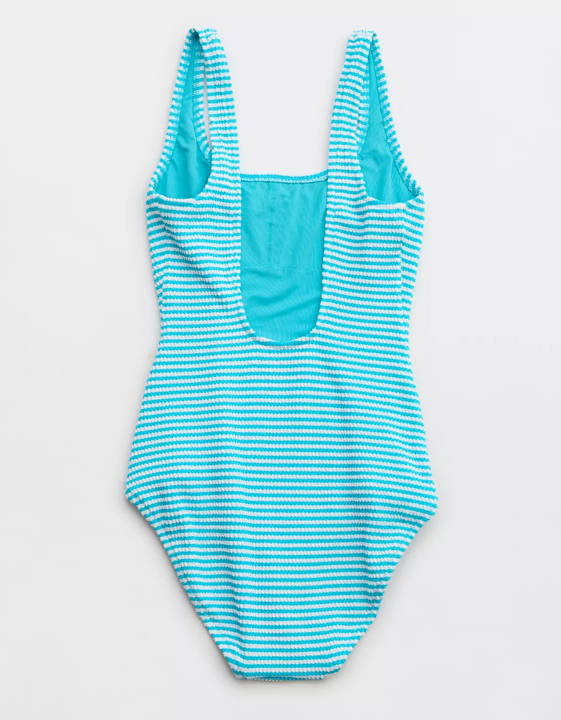 Aerie Crinkle Stripe Wide Strap Scoop One Piece Swimsuit | Aerie