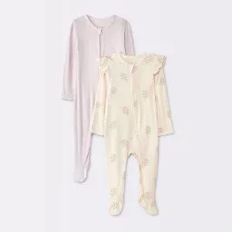 Baby Girls' 2pk Long Sleeve So Very Soft Floral Modal Sleep N' Play Footed Pajamas - Cloud Island... | Target