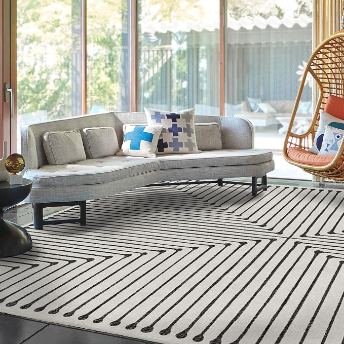 Ruggable x Jonathan Adler Washable 9x12 Large Area Rug, Black and White, Premium Modern Rugs for ... | Amazon (US)