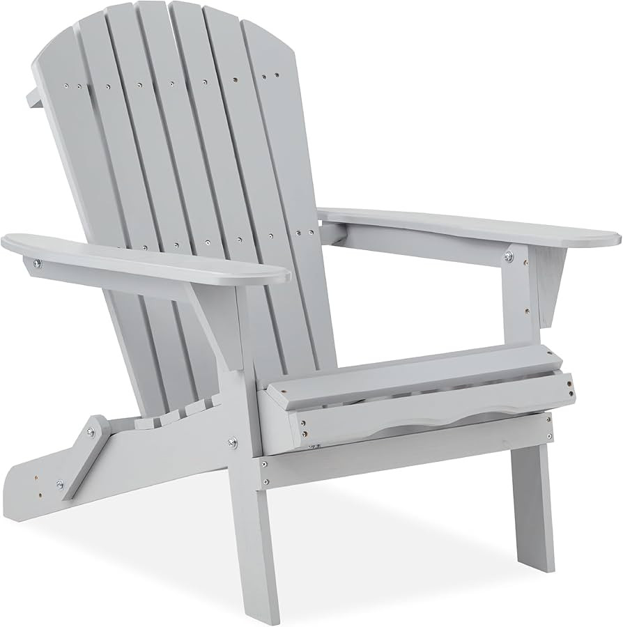Best Choice Products Folding Adirondack Chair Outdoor Wooden Accent Furniture Fire Pit Lounge Cha... | Amazon (US)
