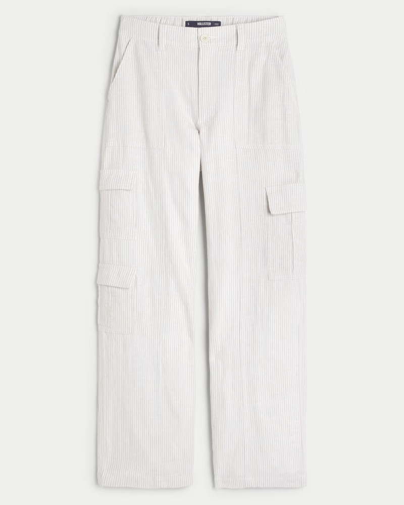 Ultra High-Rise Linen Blend 3-Pocket Baggy Cargo Pants | Hollister (US)