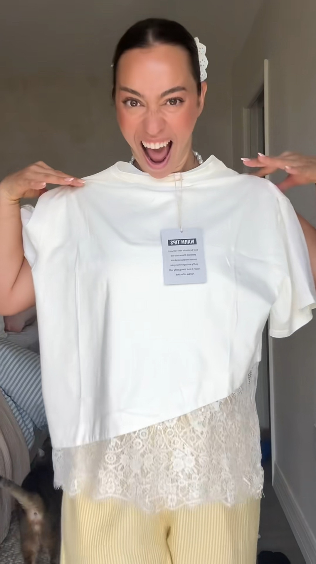 The perfect elevated basic white tshirt for summer outfits 🤍 how cute is this lace trim white tshirt!! I know I’ll be able to style this basic piece so many ways for summer. Best part is it was under $20. Wearing size small and it has an oversized boxy fit that is super casual and comfortable 

#LTKootd #LTKgrwm #LTKSeasonal