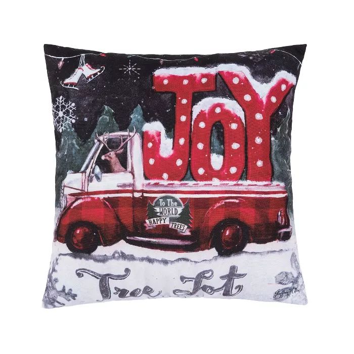 C&F Home 18" x 18" Tree Lot Joy Indoor/Outdoor Indoor/Outdoor Christmas Holiday Throw Pillow | Target