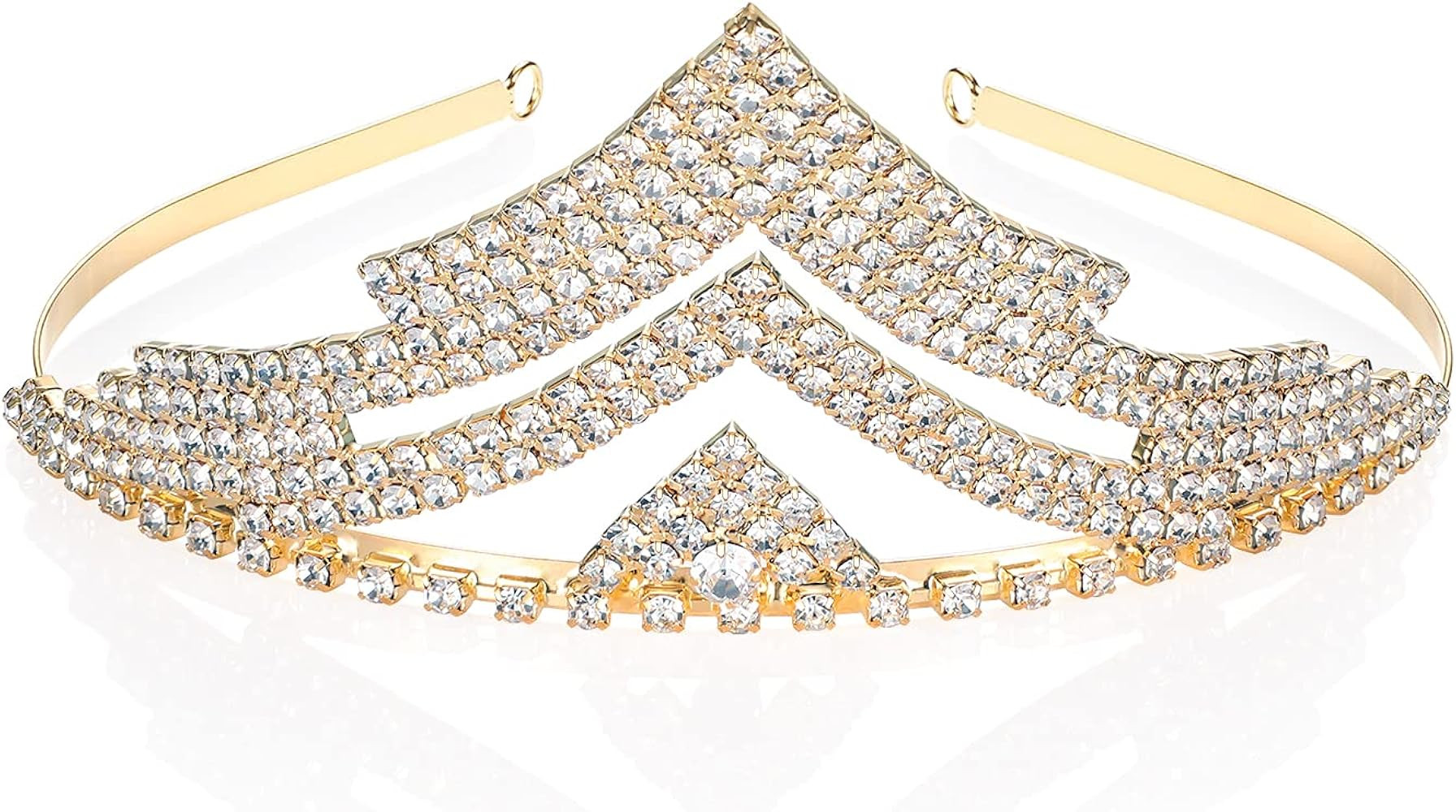 Gold Crowns Crystal Tiaras Bride Wedding Hair Jewelry Women 30th Birthday Party Head Ornaments | Amazon (US)