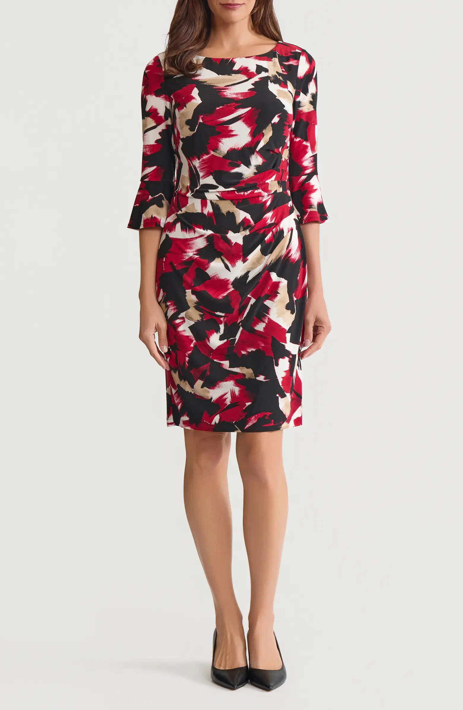 Abstract Print Side Ruched Sheath Dress | Nordstrom