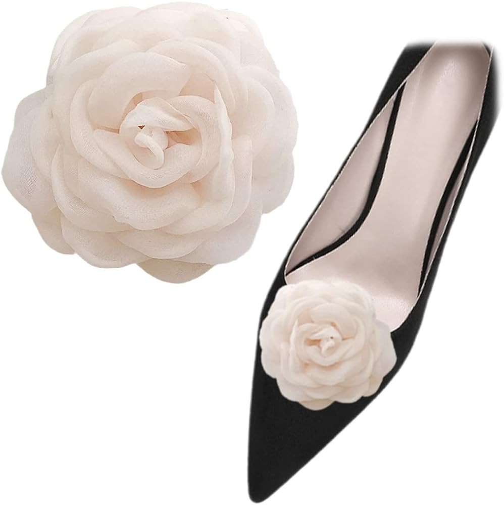 2 Pcs Lace Rose Shoe Buckles Fabric Flower Shoe Clips Detachable Pumps High Heel Flats Decoration... | Amazon (US)
