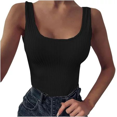 Honeeladyy Clearance under 10$ Womens Ribbed Tank Top Sleeveless Blouses for Women Workout Tank Top  | Walmart (US)