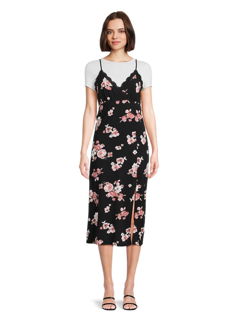 No Boundaries Juniors Woven Midi Dress | Walmart (US)