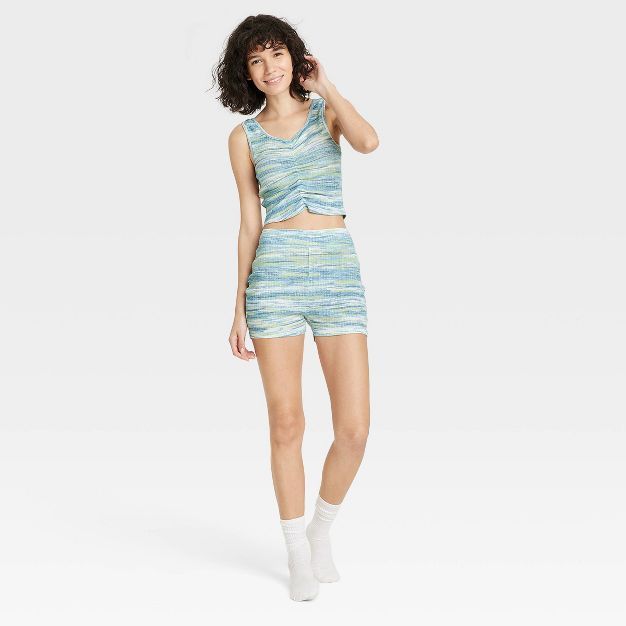 Women's Space Dye Tank and Shorts Pajama Set - Colsie™ Blue | Target