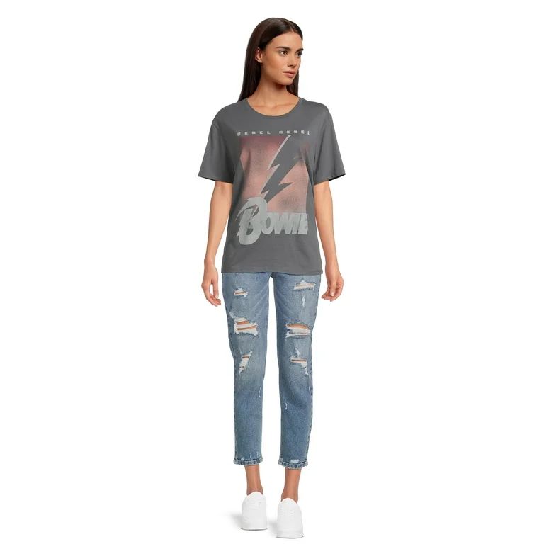 Time and Tru Women's David Bowie Graphic Tee with Short Sleeves, Sizes S-3XL | Walmart (US)