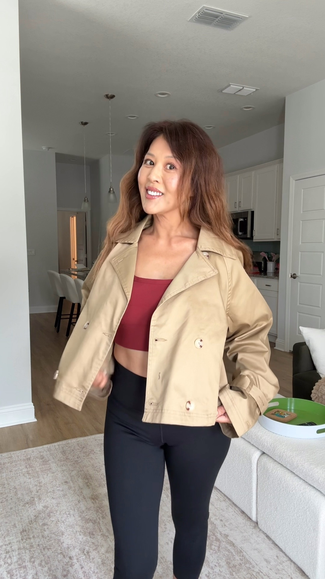 Fabletics sports bra in spice, defined 22” leggings in black, cropped trench in camel khaki. All in size small

#LTKootd #LTKfitnessgoals #LTKgrwm