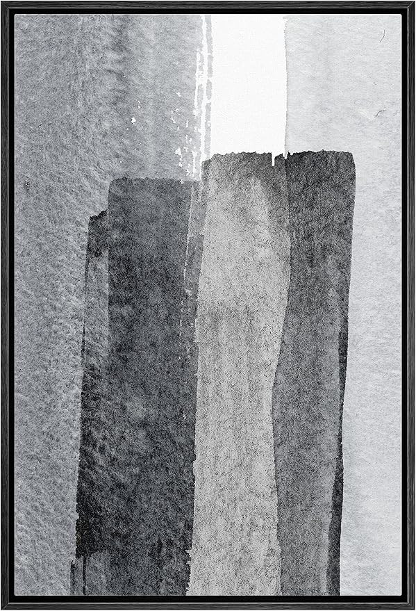 IDEA4WALL Framed Canvas Print Wall Art Transparent Black & Gray Watercolor Paint Strokes Abstract... | Amazon (US)