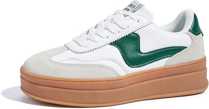 LUCKY STEP Women's Platform Fashion Sneakers Thick Sole Suede Genuine Leather Classic Rubber Gum ... | Amazon (US)