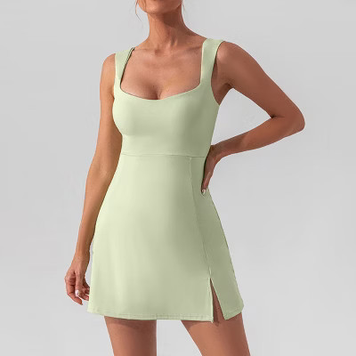 Athletic Dress for Women Mini U Neck Sleeveless Built in Shorts with Pockets Tennis Golf Graduation Mint Green L | Target
