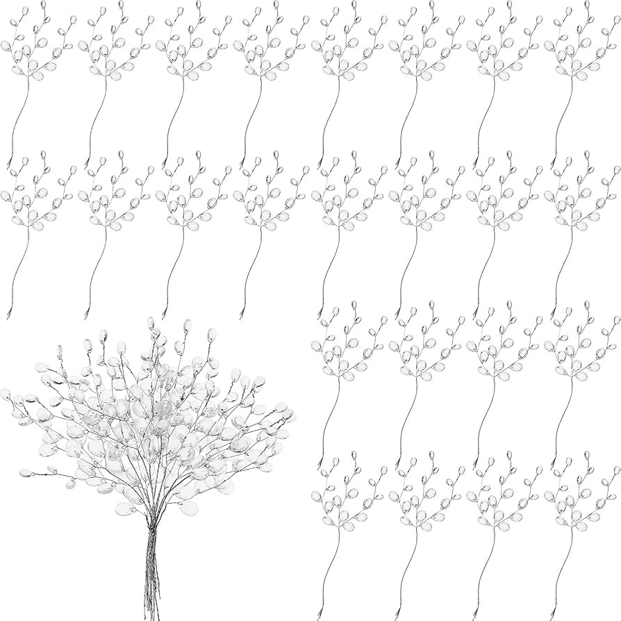Jetec 60 Pieces Artificial Bouquets with Acrylic Bead Drop Crystal Flower Stem Branches Beaded St... | Amazon (US)