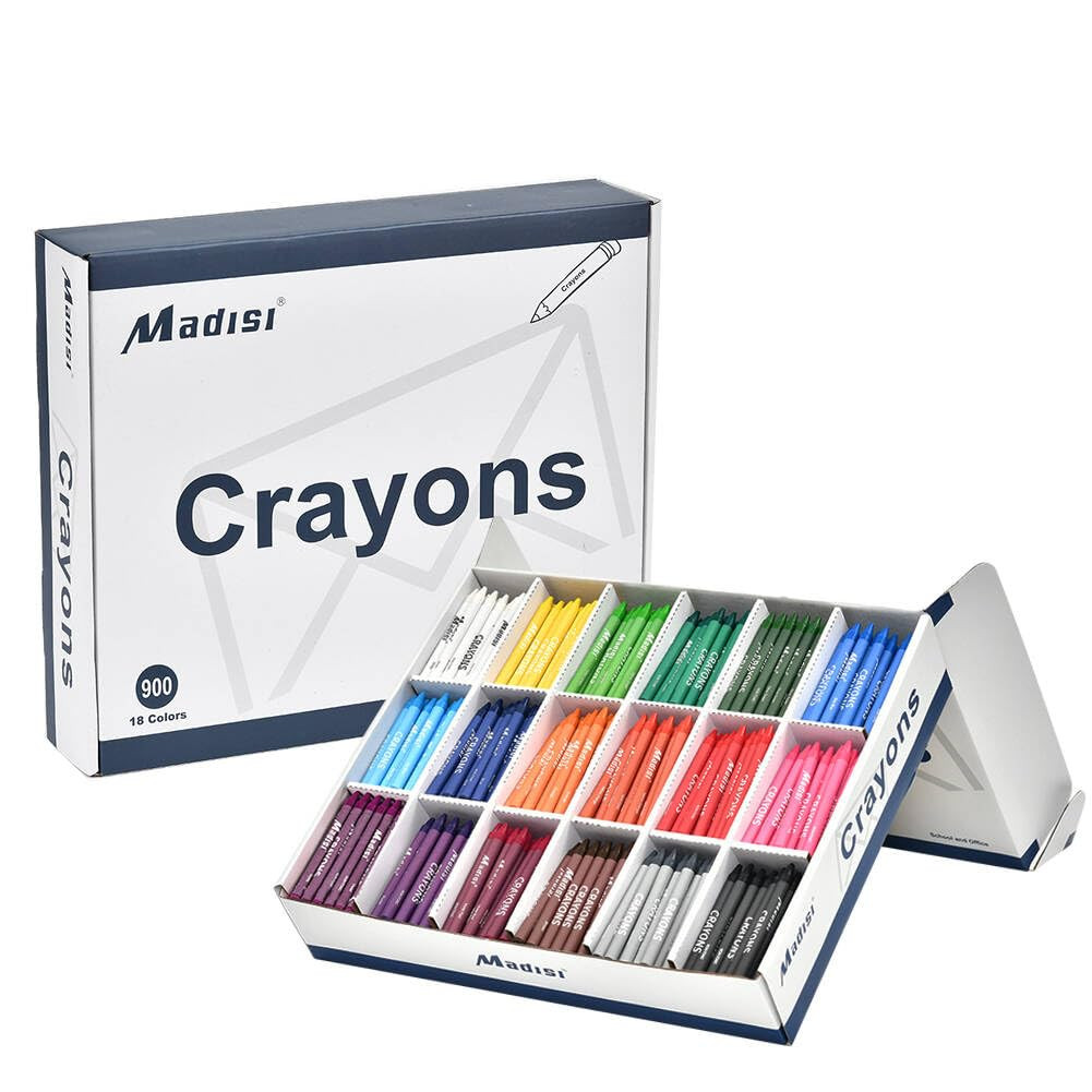 Madisi Crayon Bulk pack, Regular Size, 18 Colors, 900 Count | Amazon (US)