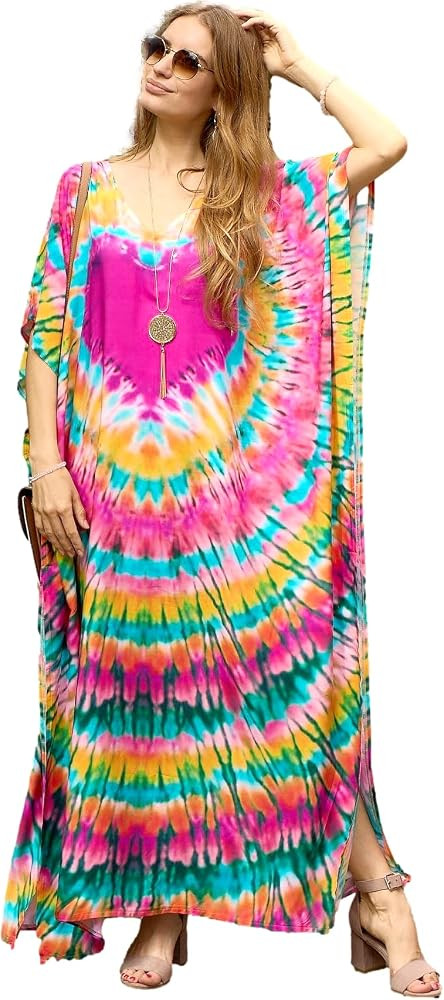 LOUSEA caftans for women plus size swim cover up vneck batwing dress loose fit moroccan caftan mu... | Amazon (US)