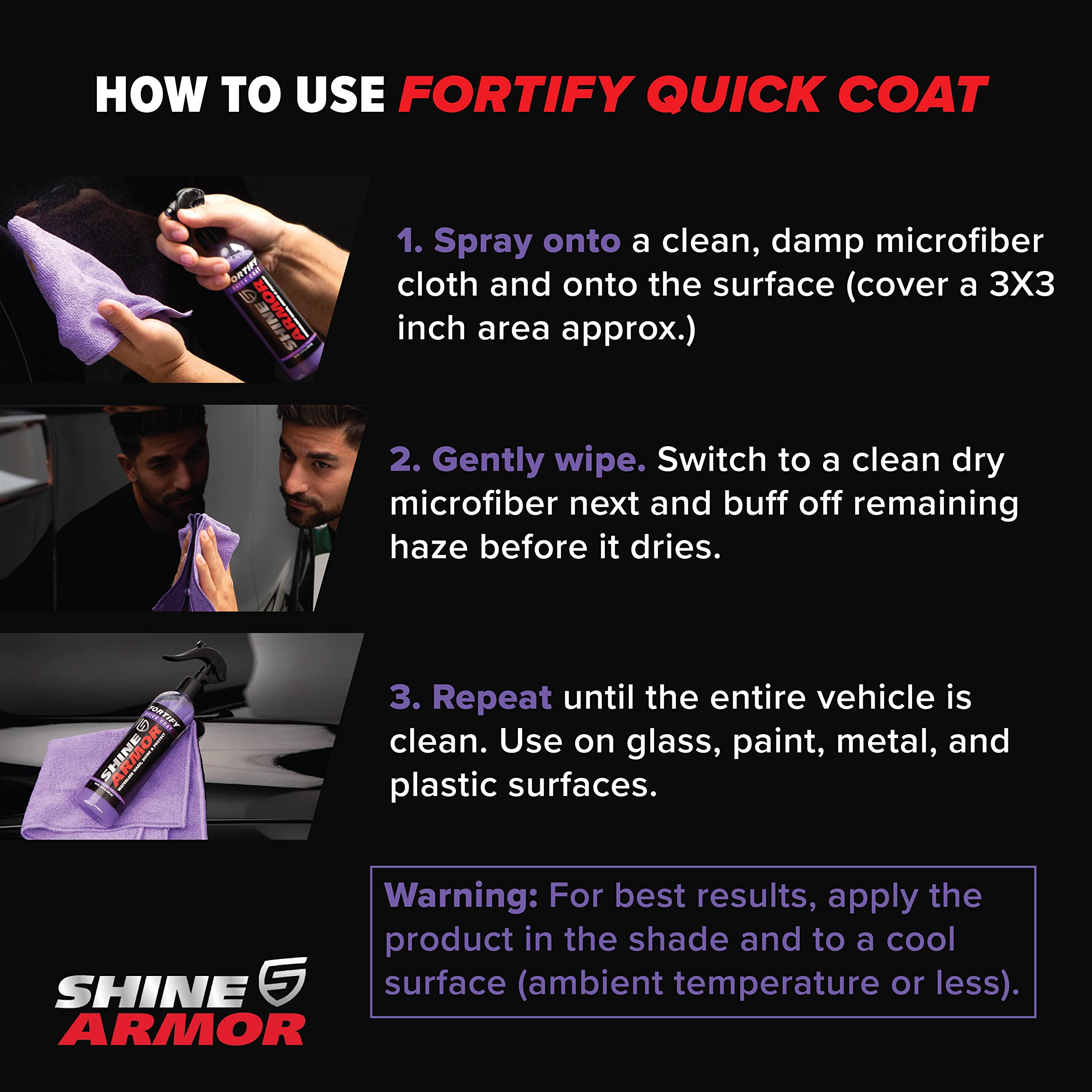 SHINE ARMOR Fortify Quick Coat – 3-in-1 Ceramic Coating Spray (8oz) | Waterless Wash, Shine & P... | Amazon (US)