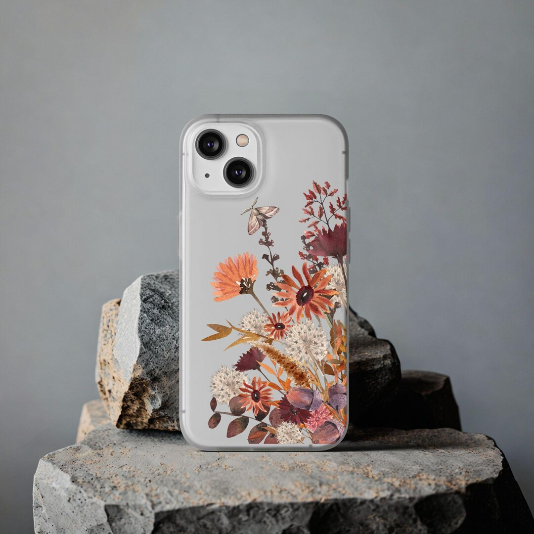 Autumn Wildflower iPhone 15 14 13 12 11 X Pro Max Plus Mini Flexi Case, Cute Cozy Fall Leaves Nat... | Etsy (US)