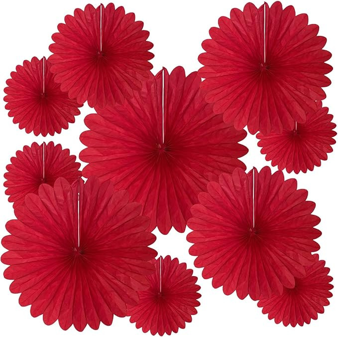 20 Pcs Red Hanging Paper Fan, Round Paper Fans Decorations Set for Weddings, Birthdays, Engagemen... | Amazon (US)