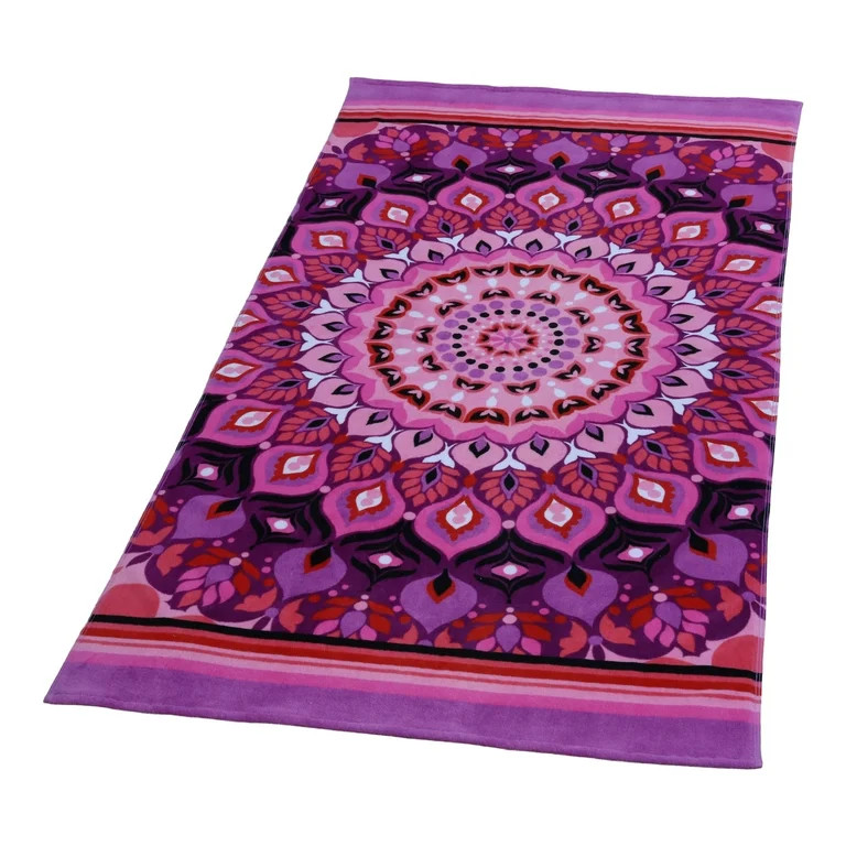 Mainstays Beach Towel, Pink Medallion Print | Walmart (US)