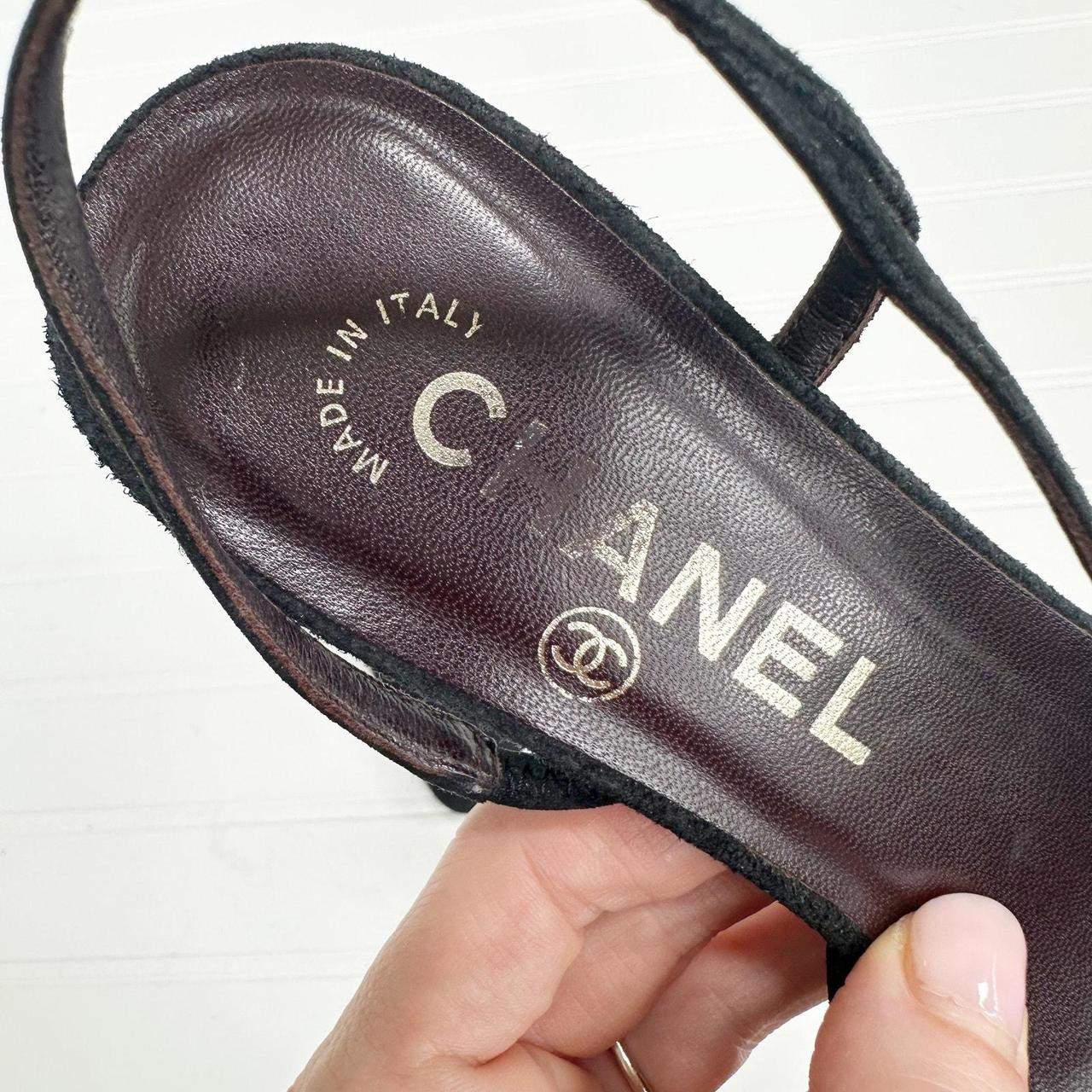 Chanel Women's Pumps - Black/Gold - US 6.5 | Depop US