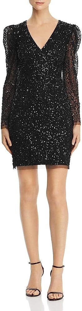 Adrianna Papell Women's Sequin Dress with Ruched Long Sleeves | Amazon (US)