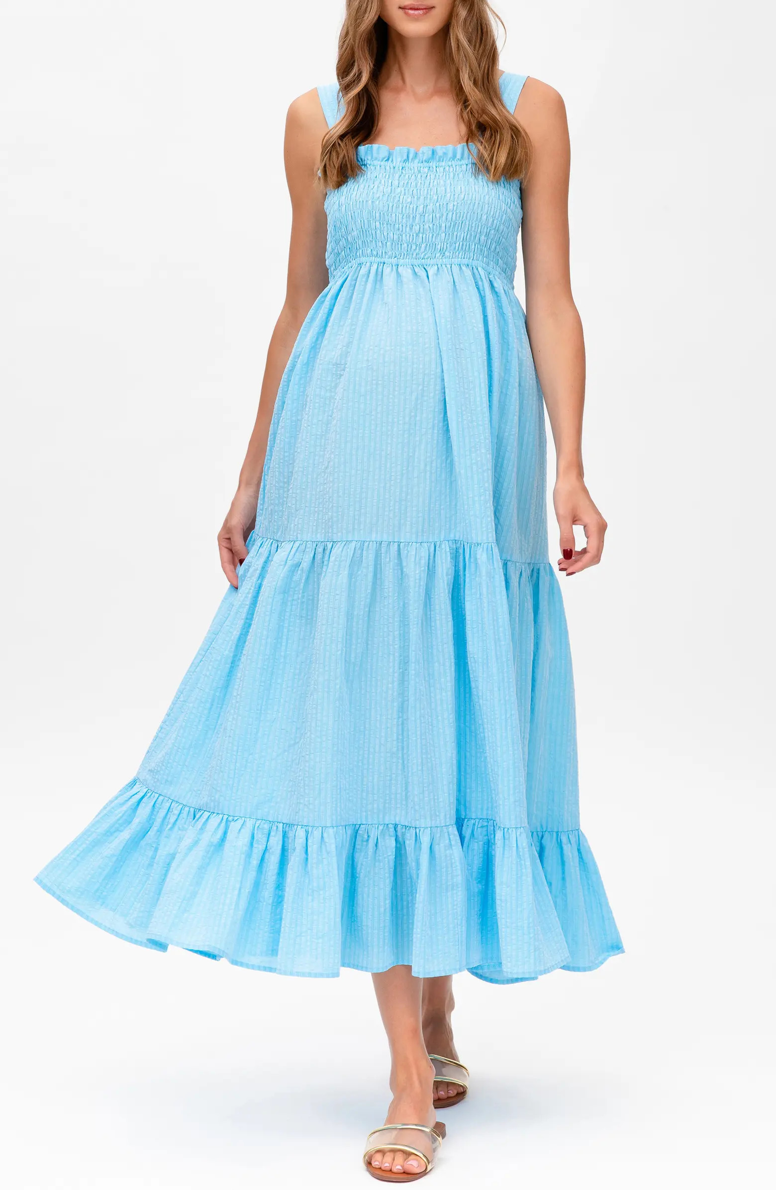 Cotton & Linen Maternity Maxi Dress | Nordstrom