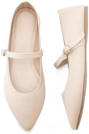 Pointed Toe Flats Knit Ballet Flat Shoes for Women Comfortable with Adjustable Strap,Washable Dre... | Amazon (US)