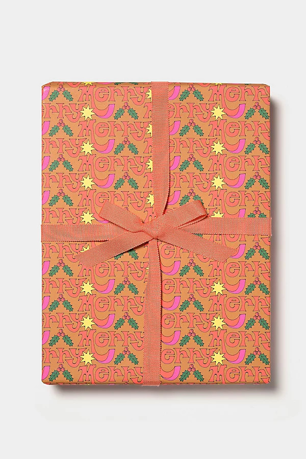 Red Cap Cards Red Cap Merry Holiday Wrapping Paper in Orange at Urban Outfitters | Urban Outfitters (US and RoW)
