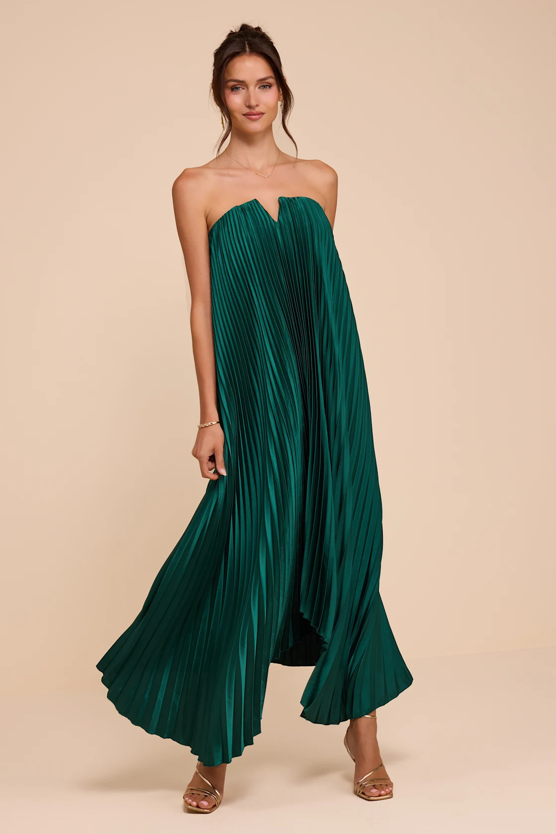 Daylen Emerald Satin Shift Maxi Dress | Lulus