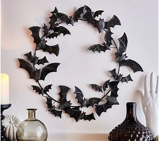 Martha Stewart 18" Glittered Metal Bat Wreath - QVC.com | QVC