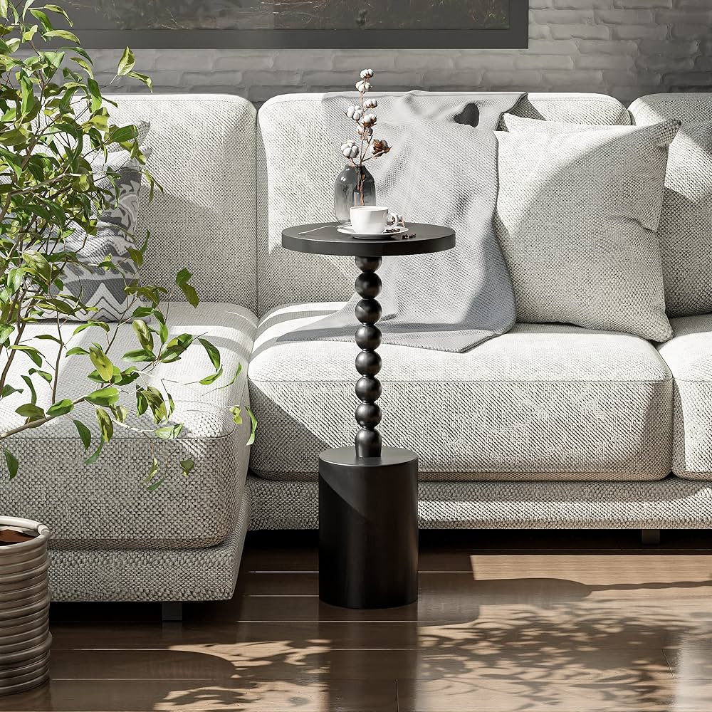 LONYKE Wood Drink Table, Round Martini Table, Modern Pedestal End Table with Base for Small Space... | Amazon (US)