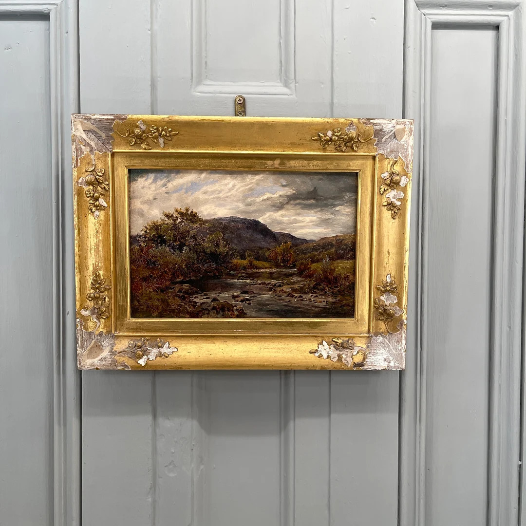 Antique river landscape oil painting signed WC 1880 | Etsy (US)