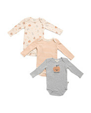 Newborn Boys 3pk Pumpkin Long Sleeve Bodysuits | Marshalls