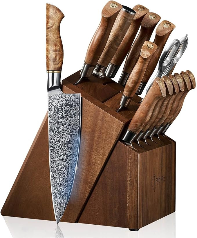 SENKEN 16-Piece Damascus Knife block Set - The Dynasty Collection - Japanese VG10 Damascus Steel ... | Amazon (US)