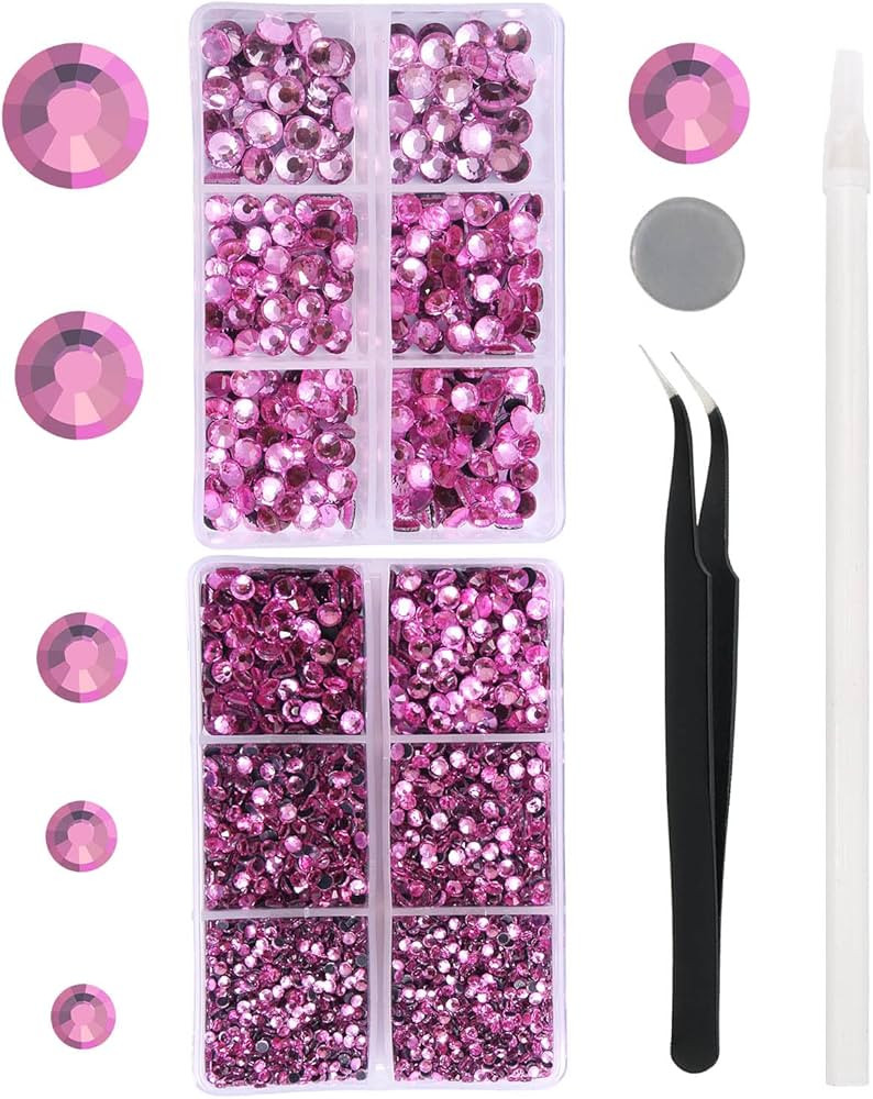 Amazon.com: 6616PCS Hot Pink Hotfix Rhinestones Crystal Gems Glass for Tumblers Clothes Shirts Gl... | Amazon (US)