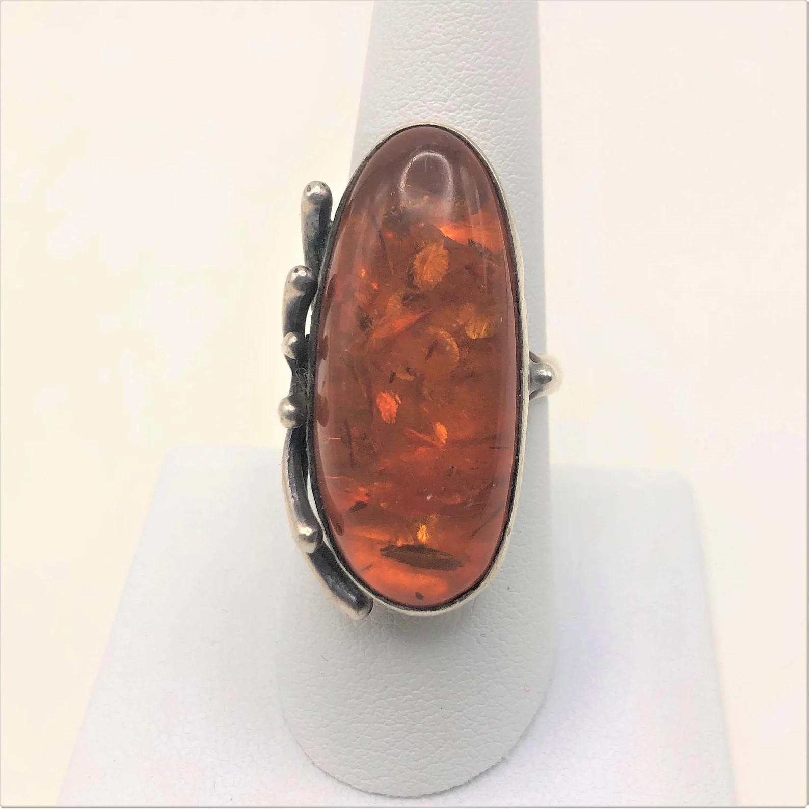 Vintage 1960s Baltic Amber Sterling Silver Modernist Artisan Statement Ring - Etsy | Etsy (US)