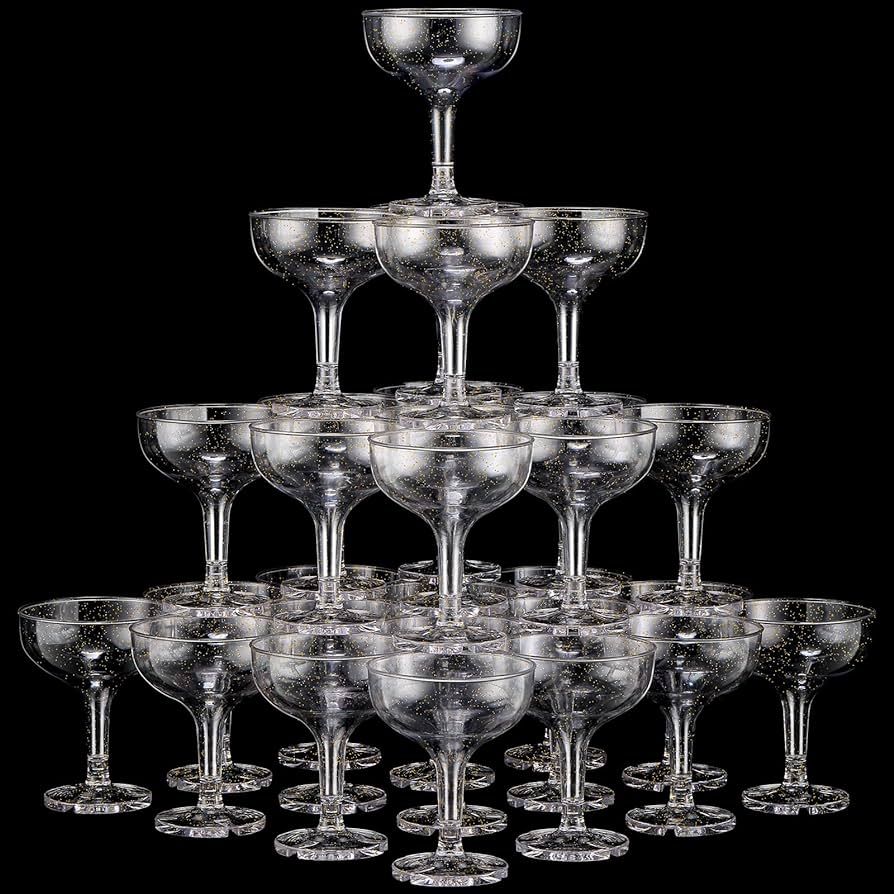 50 Pcs Champagne Glasses 5 oz Unbreakable Plastic Martini Glasses Disposable Wine Cups Stackable ... | Amazon (US)