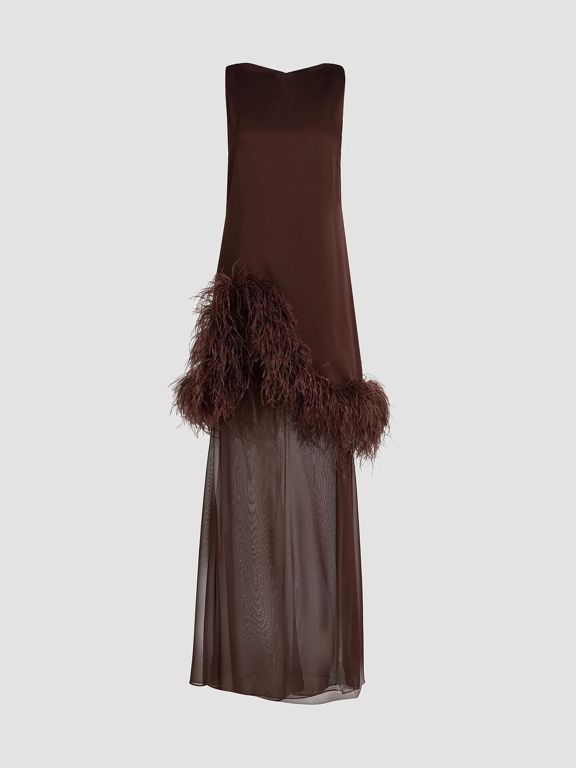 Satin Feather-Trim Sleeveless Shift Dress | Saks Fifth Avenue