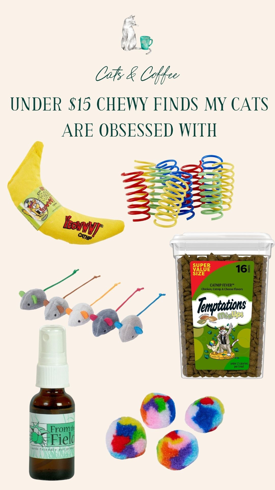 Under $15 Chewy Finds My Cats Are Obsessed With 😻 Affordable cat toys and treats my cats actually play with and love — all under $15 on Chewy. These are the low-cost finds that get the most use in our house. The spring toys and catnip banana alone have provided endless entertainment. 

 #LTKdayinmylife #LTKstorytime #LTKHome